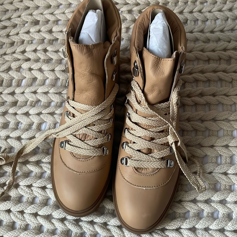 JCrew camel lace up boots! Never worn!!!